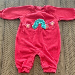 Carter's Red Footie with Green Caterpillar